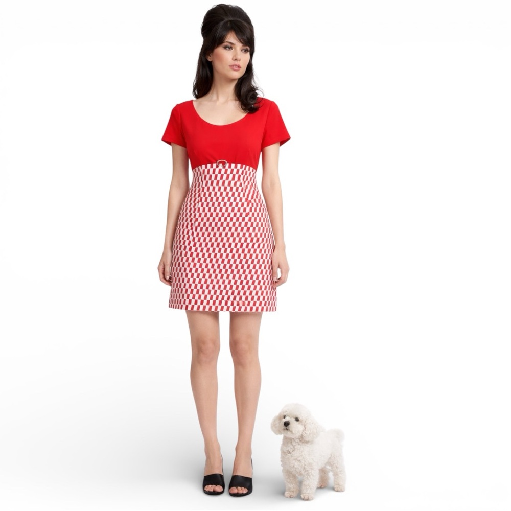 Vintage Fit & Flared Red Checked Empire Waist Mini Dress